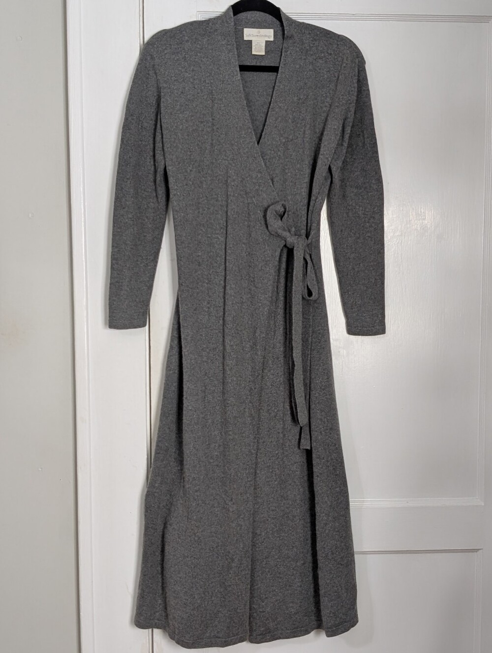 Soft Surroundings Gray Wrap Maxi Dress Silk & Cashmere Blend Size Small Petite